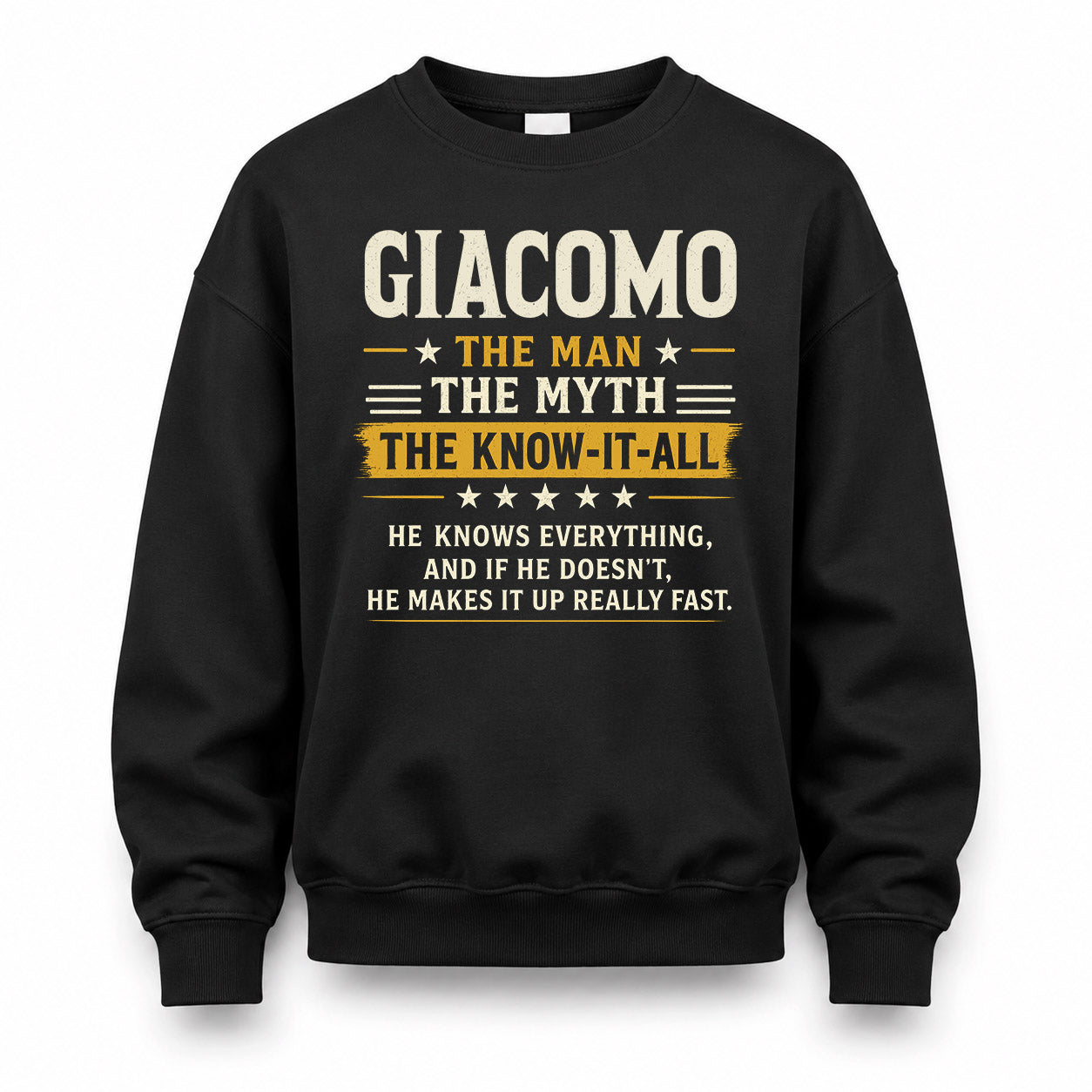 GIACOMO TM90-K04-125 - NAME Legendary Know-It-All Personalized Funny Shirt