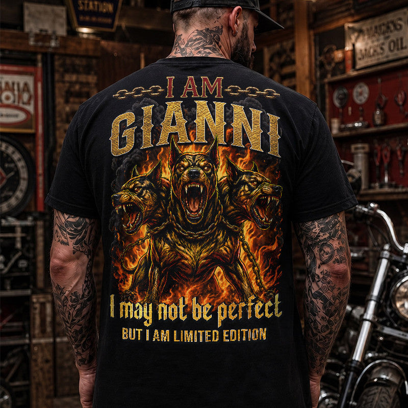 GIANNI MP88-F2-168–Personalized Bold Quote Apparel “I Am NAME I May Not Be Perfect But I Am Limited Edition