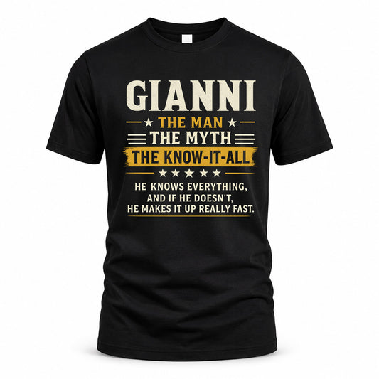 GIANNI TM90-K04-125 - NAME Legendary Know-It-All Personalized Funny Shirt