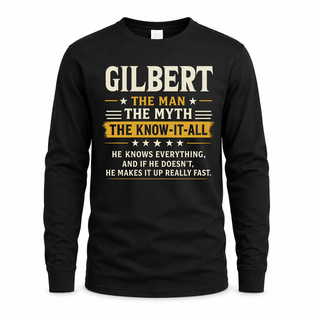 GILBERT TM90-K04-125 - NAME Legendary Know-It-All Personalized Funny Shirt