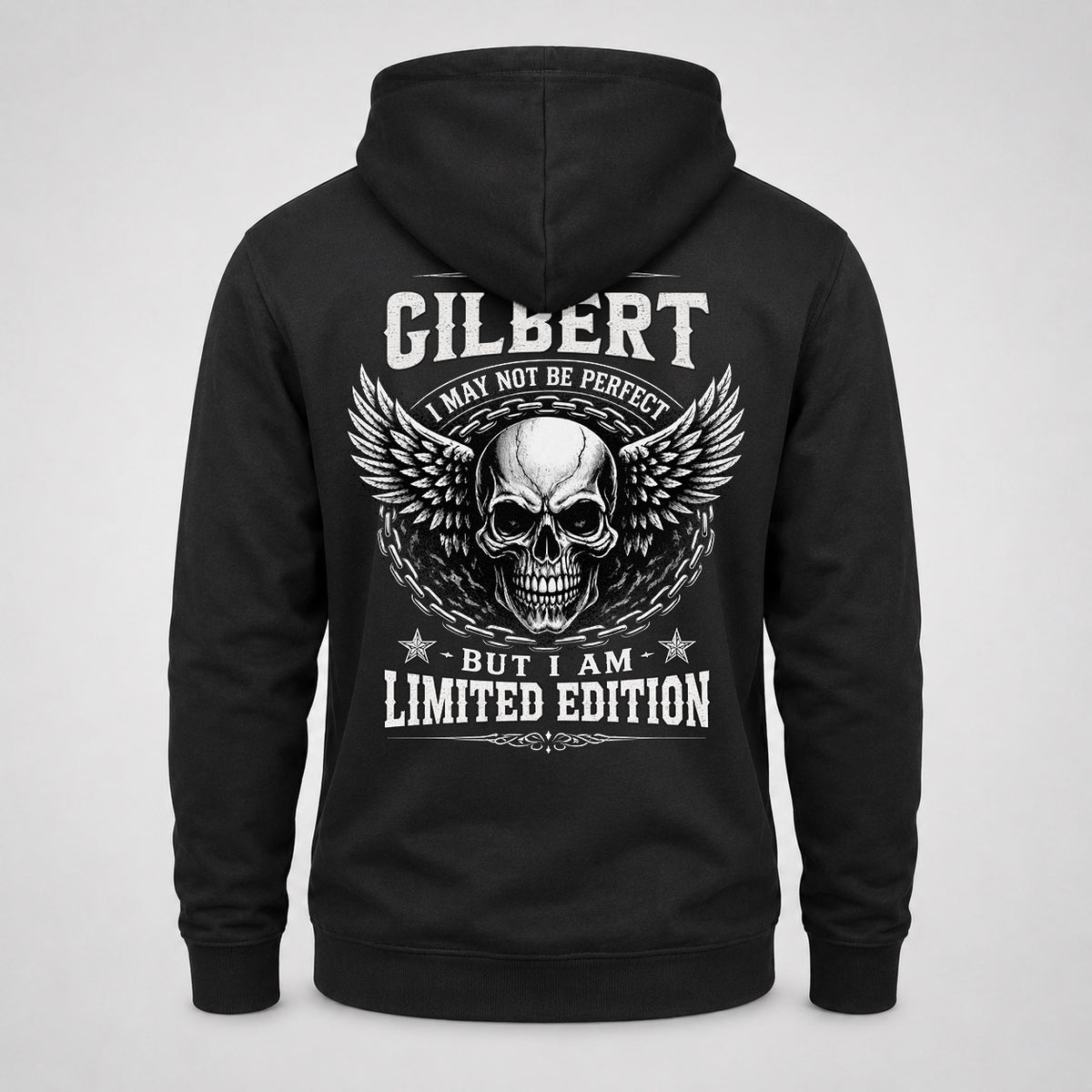 GILBERT P01-K24-229 – Personalized Skull Graphic Apparel “I Am NAME I May Not Be Perfect But I Am Limited Edition”