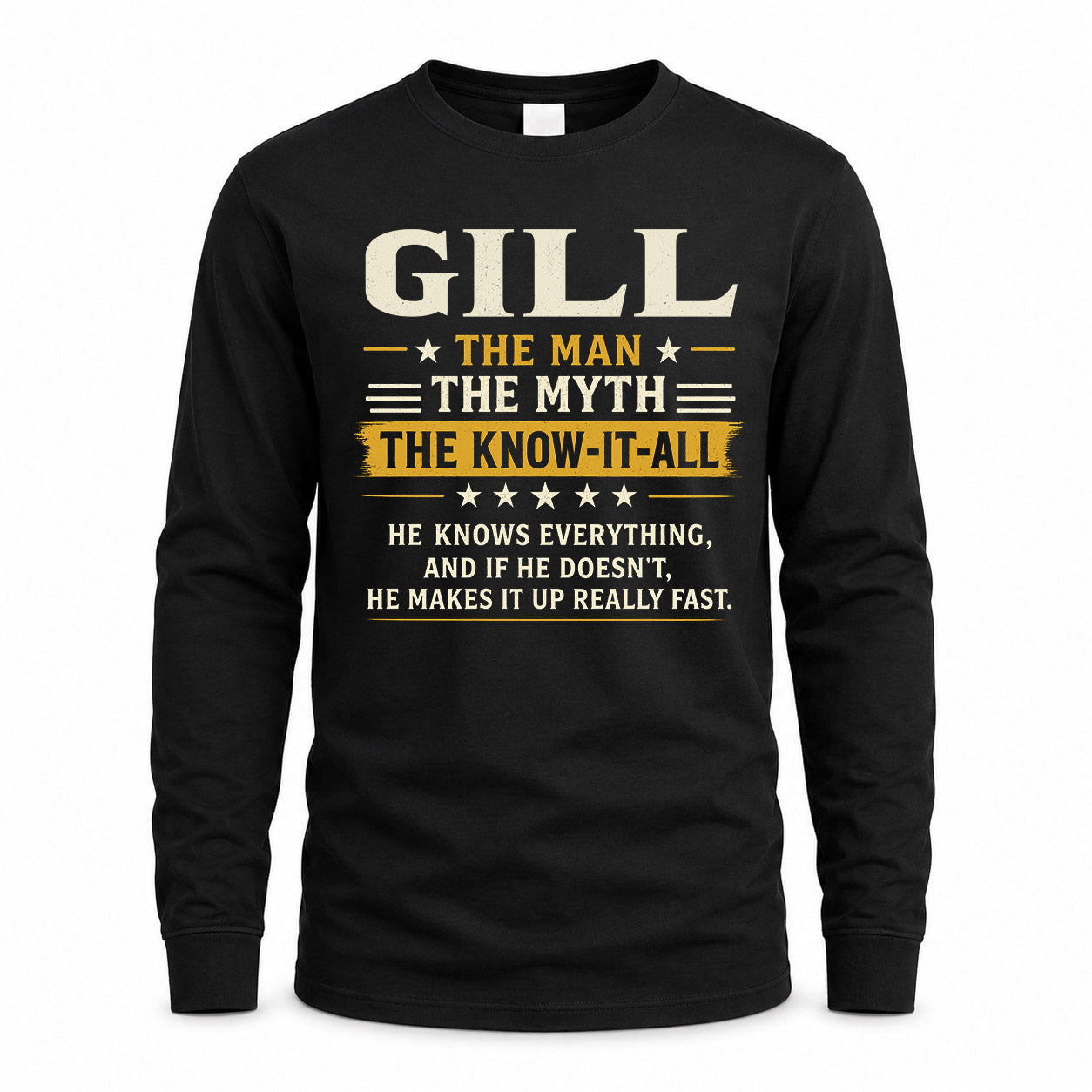 GILL TM90-K04-125 - NAME Legendary Know-It-All Personalized Funny Shirt