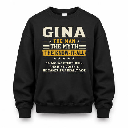 GINA TM90-K04-125 - NAME Legendary Know-It-All Personalized Funny Shirt
