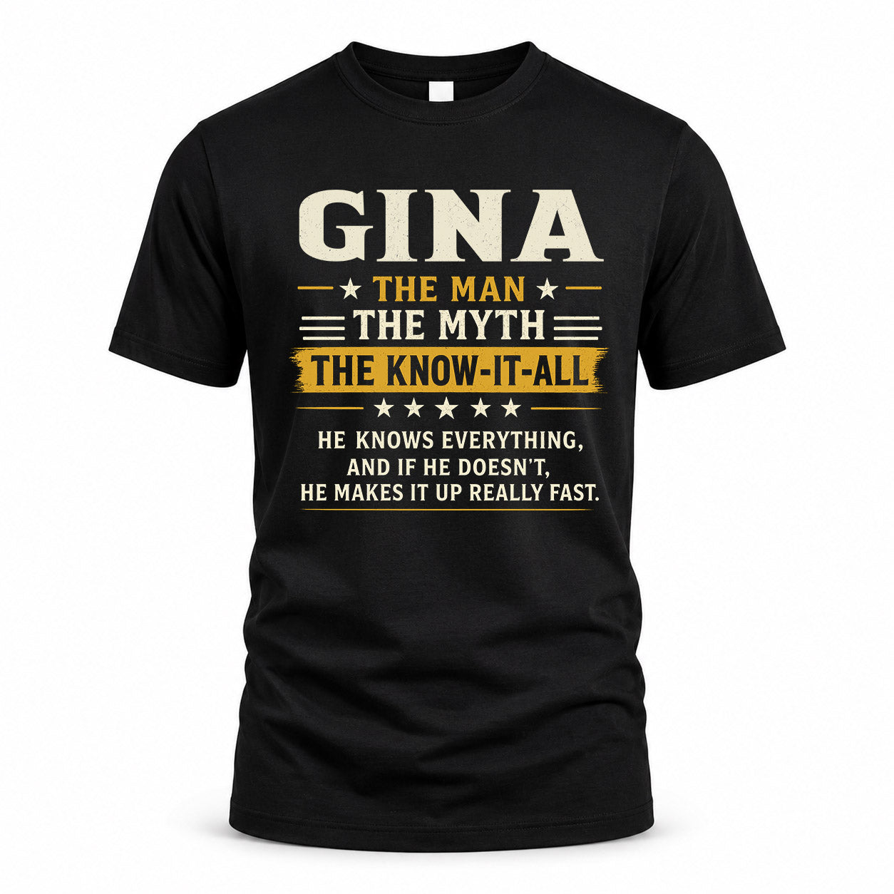 GINA TM90-K04-125 - NAME Legendary Know-It-All Personalized Funny Shirt