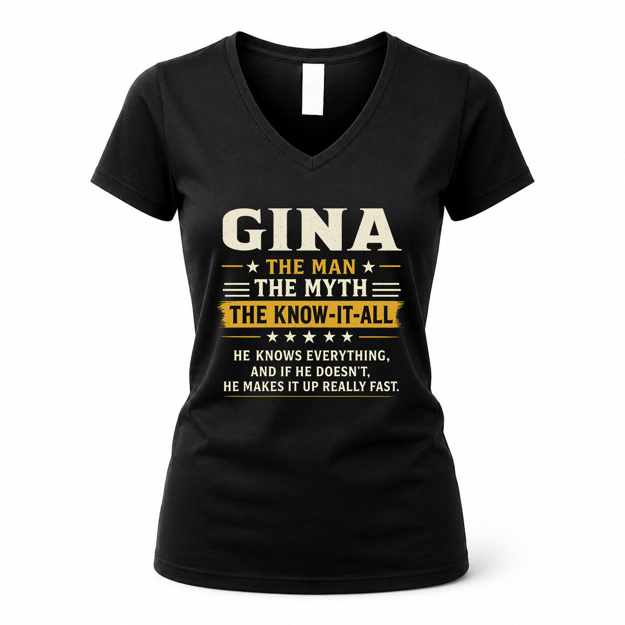 GINA TM90-K04-125 - NAME Legendary Know-It-All Personalized Funny Shirt