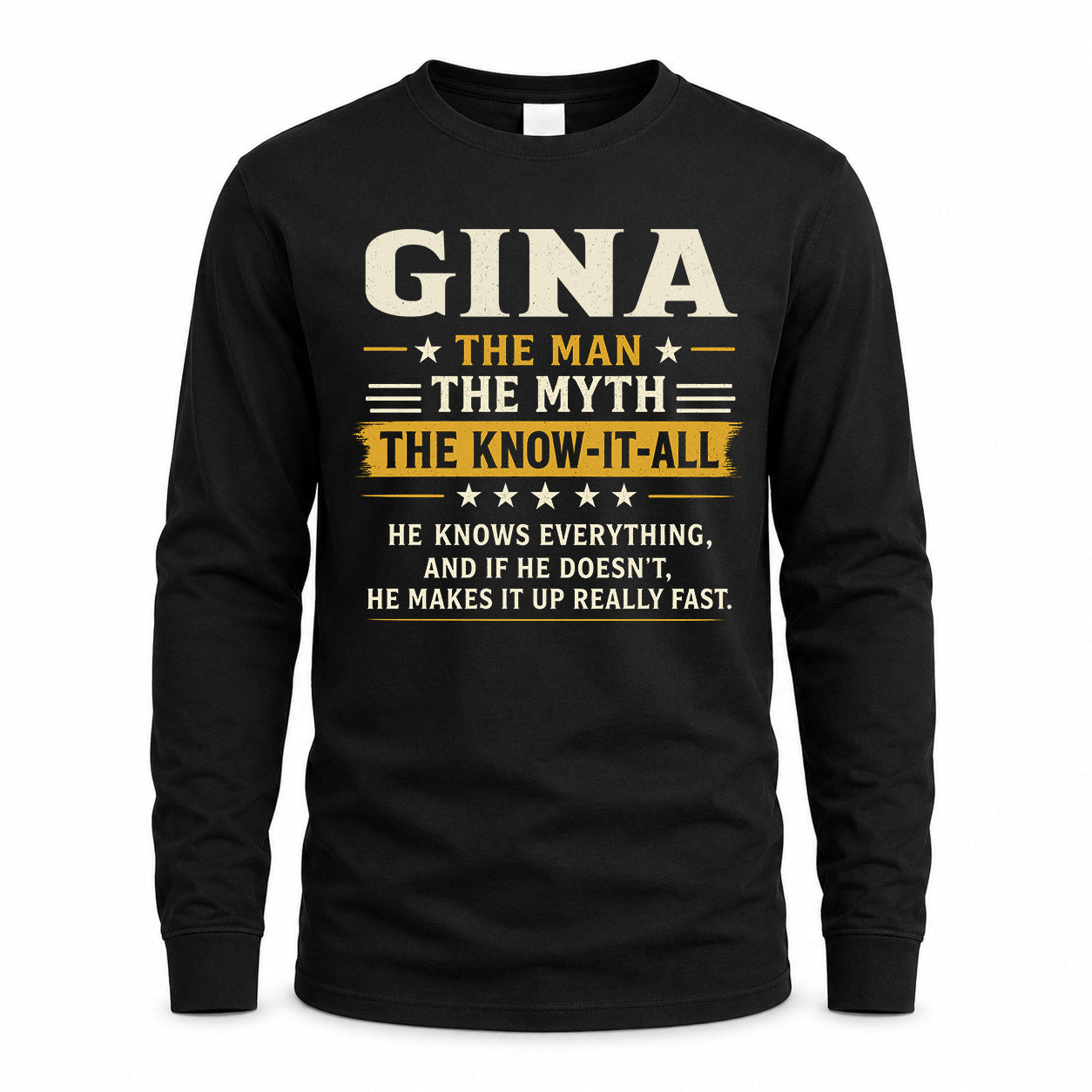 GINA TM90-K04-125 - NAME Legendary Know-It-All Personalized Funny Shirt