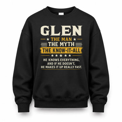 GLEN TM90-K04-125 - NAME Legendary Know-It-All Personalized Funny Shirt