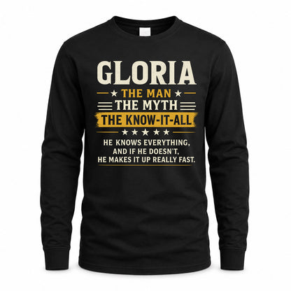GLORIA TM90-K04-125 - NAME Legendary Know-It-All Personalized Funny Shirt