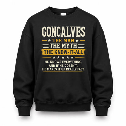 GONCALVES TM90-K04-125 - NAME Legendary Know-It-All Personalized Funny Shirt