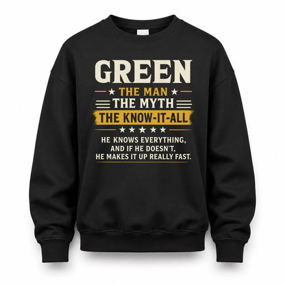 GREEN TM90-K04-125 - NAME Legendary Know-It-All Personalized Funny Shirt