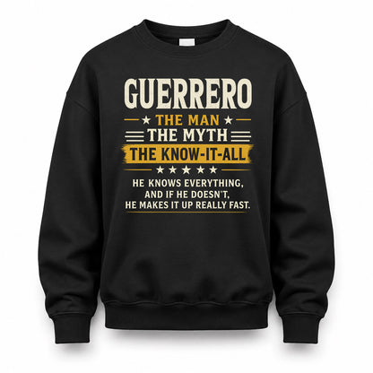 GUERRERO TM90-K04-125 - NAME Legendary Know-It-All Personalized Funny Shirt