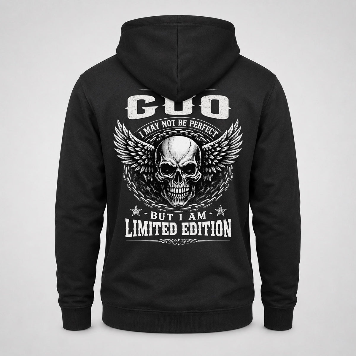 GUO P01-K24-229 – Personalized Skull Graphic Apparel “I Am NAME I May Not Be Perfect But I Am Limited Edition”