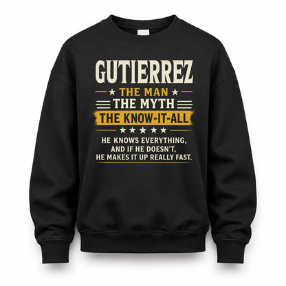 GUTIERREZ TM90-K04-125 - NAME Legendary Know-It-All Personalized Funny Shirt