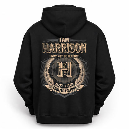 HARRISON PH55-T25-Personalized Name Quote Apparel “I Am NAME May Not Be Perfect But I Am Limited Edition”
