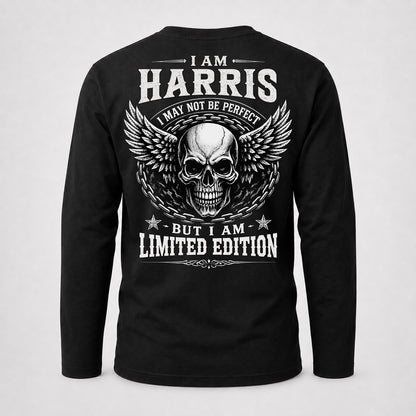 HARRIS P01-K24-229 – Personalized Skull Graphic Apparel “I Am NAME I May Not Be Perfect But I Am Limited Edition”
