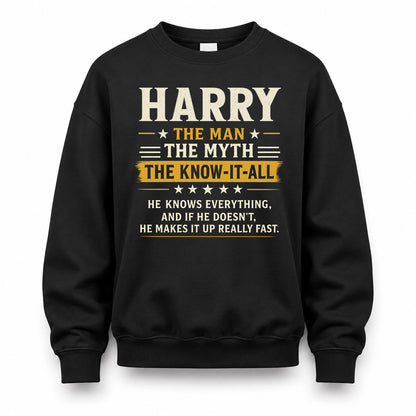 HARRY TM90-K04-125 - NAME Legendary Know-It-All Personalized Funny Shirt