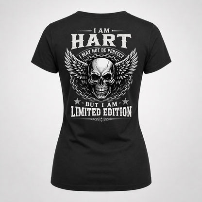 HART P01-K24-229 – Personalized Skull Graphic Apparel “I Am NAME I May Not Be Perfect But I Am Limited Edition”