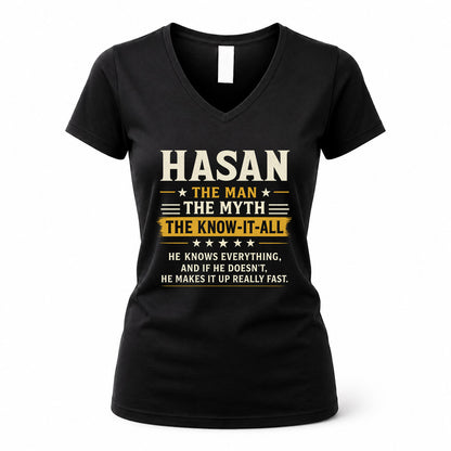 HASAN TM90-K04-125 - NAME Legendary Know-It-All Personalized Funny Shirt