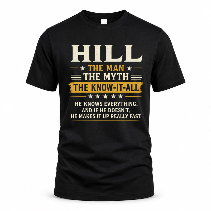 HILL TM90-K04-125 - NAME Legendary Know-It-All Personalized Funny Shirt