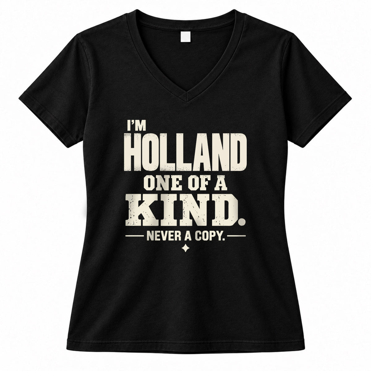 HOLLAND P6-K4-228 Personalized Funny Quote Apparel “I’m NAME – One of a Kind, Never a Copy”