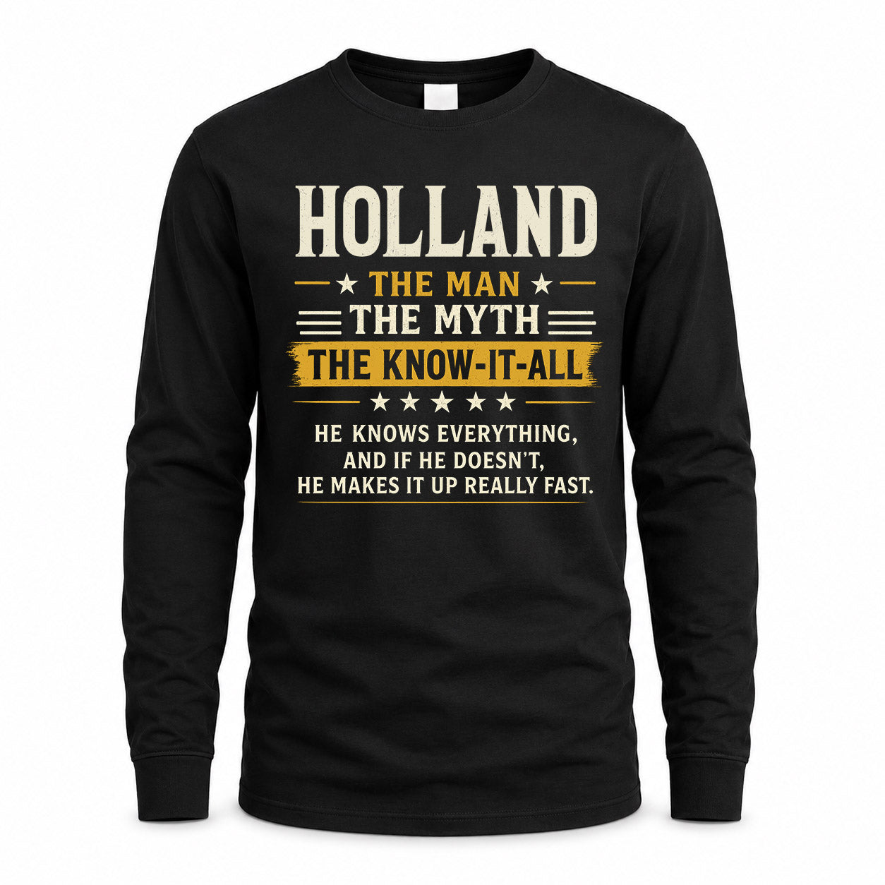 HOLLAND TM90-K04-125 - NAME Legendary Know-It-All Personalized Funny Shirt