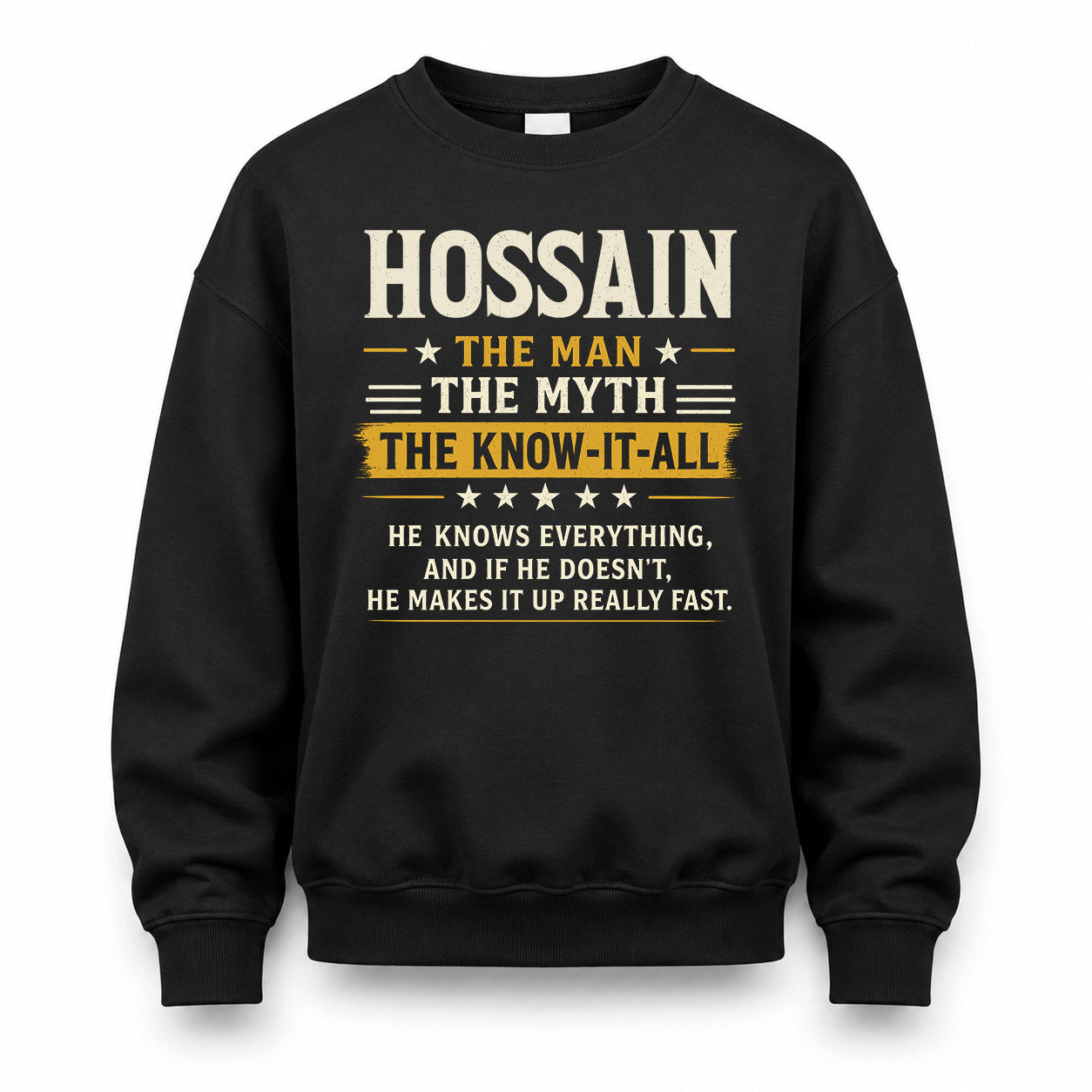 HOSSAIN TM90-K04-125 - NAME Legendary Know-It-All Personalized Funny Shirt