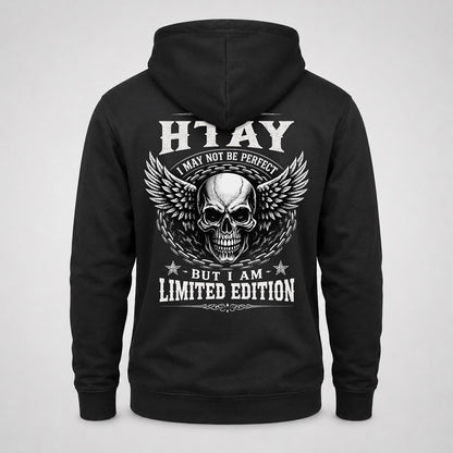HTAY P01-K24-229 – Personalized Skull Graphic Apparel “I Am NAME I May Not Be Perfect But I Am Limited Edition”