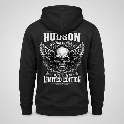 HUDSON P01-K24-229 – Personalized Skull Graphic Apparel “I Am NAME I May Not Be Perfect But I Am Limited Edition”
