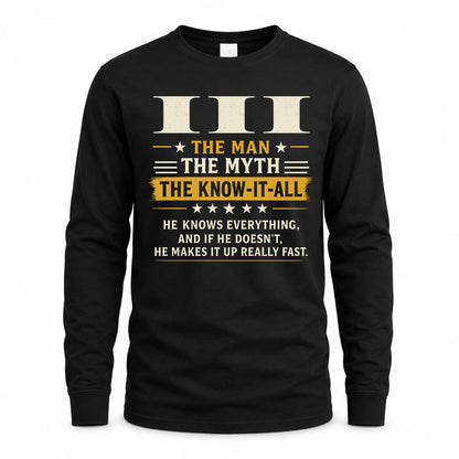 III TM90-K04-125 - NAME Legendary Know-It-All Personalized Funny Shirt