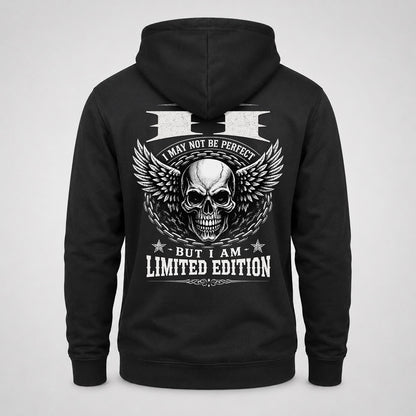 II P01-K24-229 – Personalized Skull Graphic Apparel “I Am NAME I May Not Be Perfect But I Am Limited Edition”