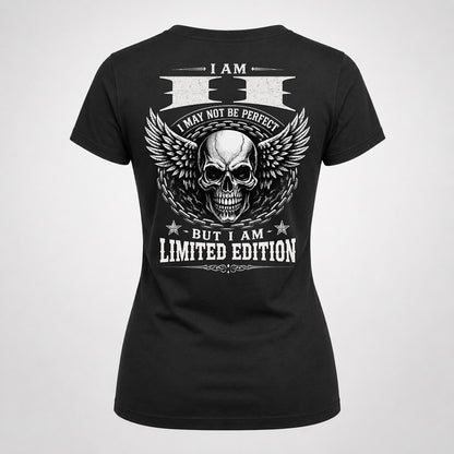 II P01-K24-229 – Personalized Skull Graphic Apparel “I Am NAME I May Not Be Perfect But I Am Limited Edition”
