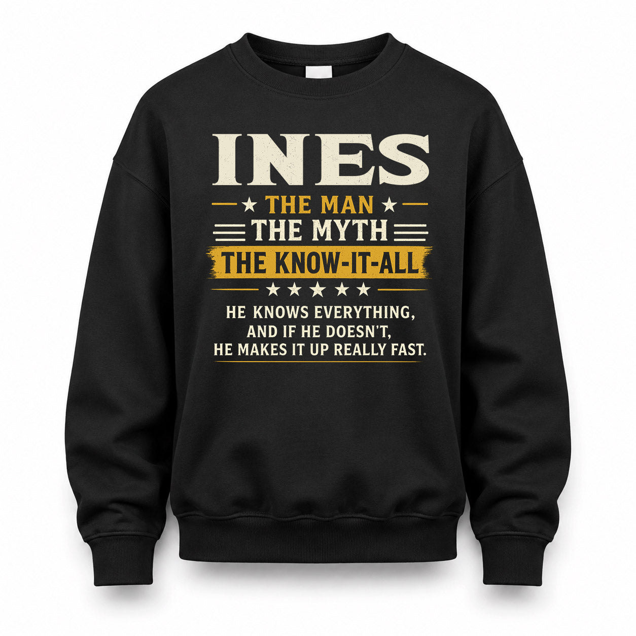 INES TM90-K04-125 - NAME Legendary Know-It-All Personalized Funny Shirt