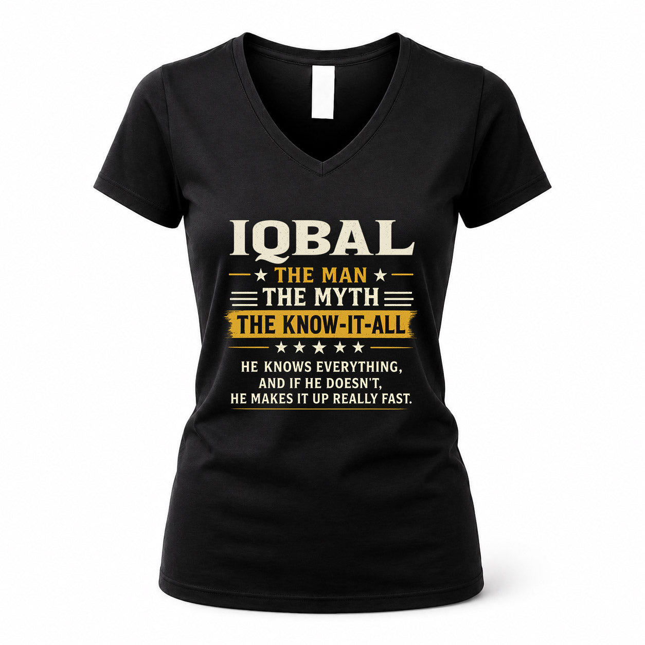 IQBAL TM90-K04-125 - NAME Legendary Know-It-All Personalized Funny Shirt