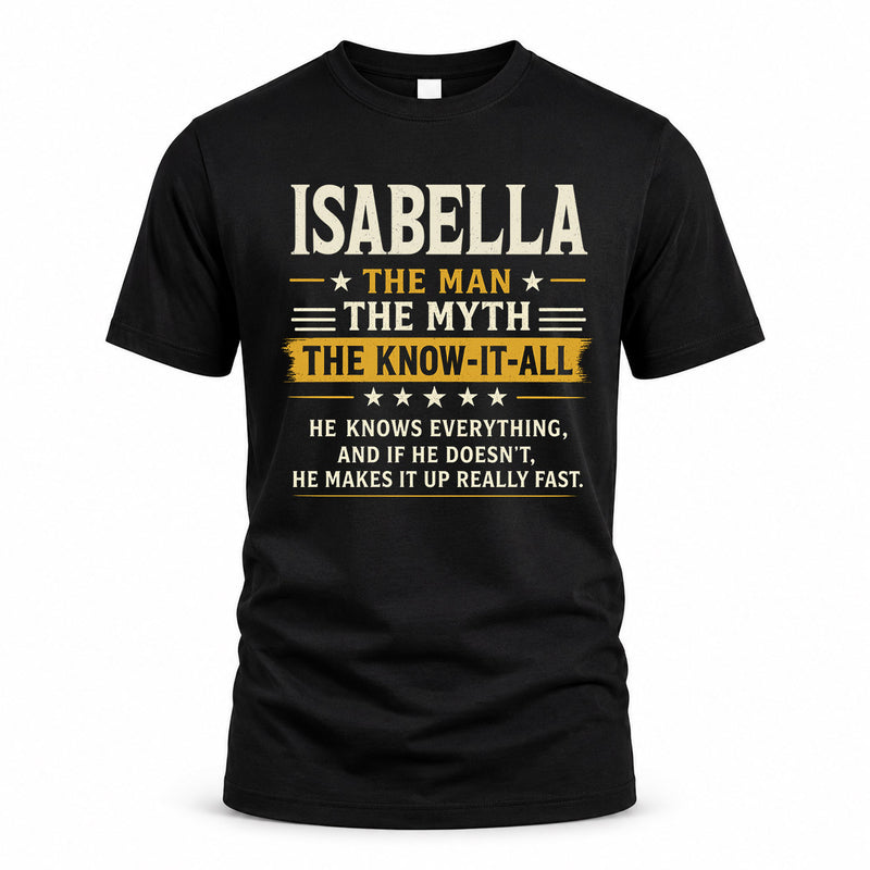 ISABELLA TM90-K04-125 - NAME Legendary Know-It-All Personalized Funny Shirt