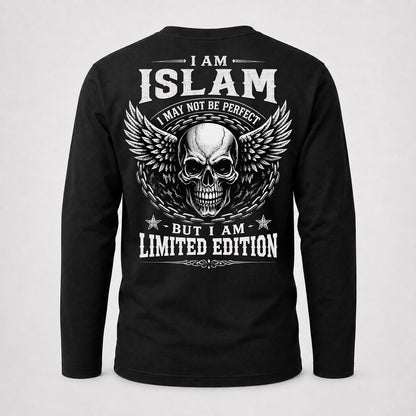 ISLAM P01-K24-229 – Personalized Skull Graphic Apparel “I Am NAME I May Not Be Perfect But I Am Limited Edition”