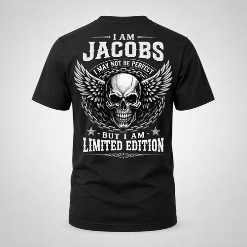 JACOBS P01-K24-229 – Personalized Skull Graphic Apparel “I Am NAME I May Not Be Perfect But I Am Limited Edition”
