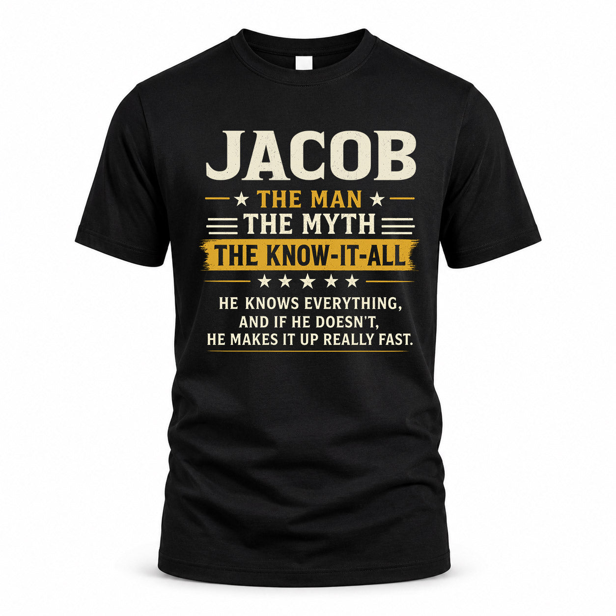 JACOB TM90-K04-125 - NAME Legendary Know-It-All Personalized Funny Shirt