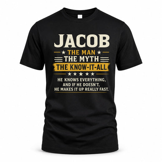 JACOB TM90-K04-125 - NAME Legendary Know-It-All Personalized Funny Shirt