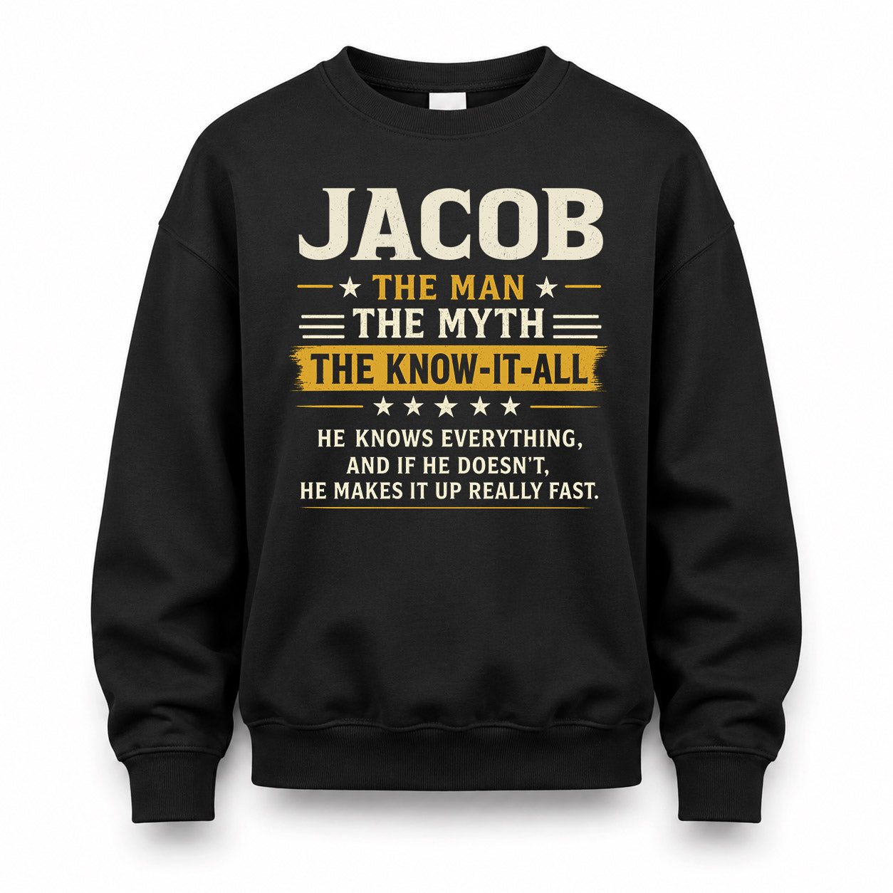 JACOB TM90-K04-125 - NAME Legendary Know-It-All Personalized Funny Shirt