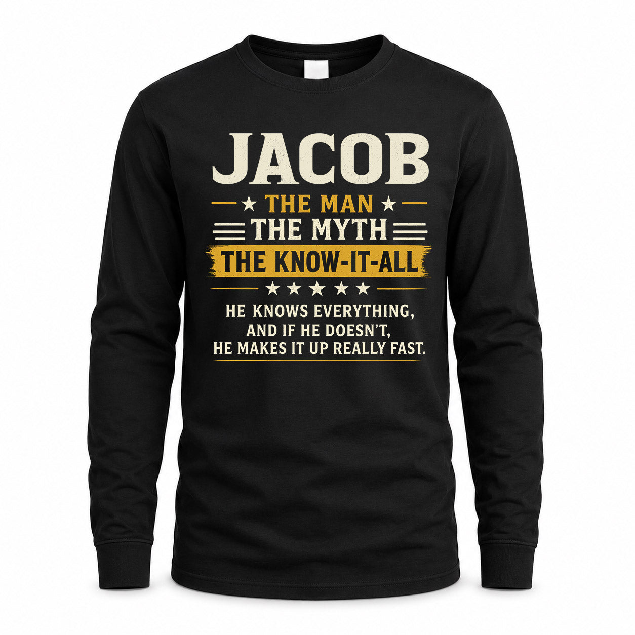 JACOB TM90-K04-125 - NAME Legendary Know-It-All Personalized Funny Shirt