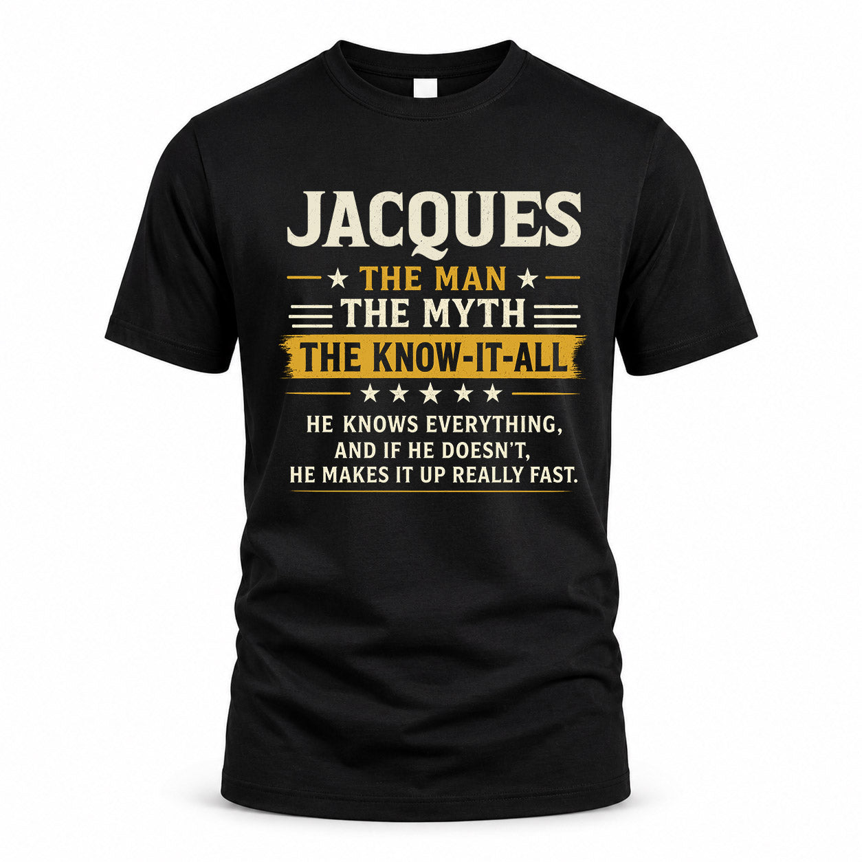 JACQUES TM90-K04-125 - NAME Legendary Know-It-All Personalized Funny Shirt
