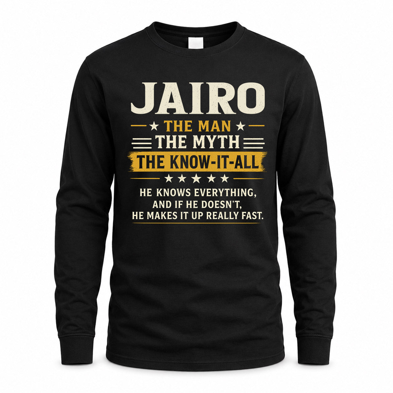 JAIRO TM90-K04-125 - NAME Legendary Know-It-All Personalized Funny Shirt