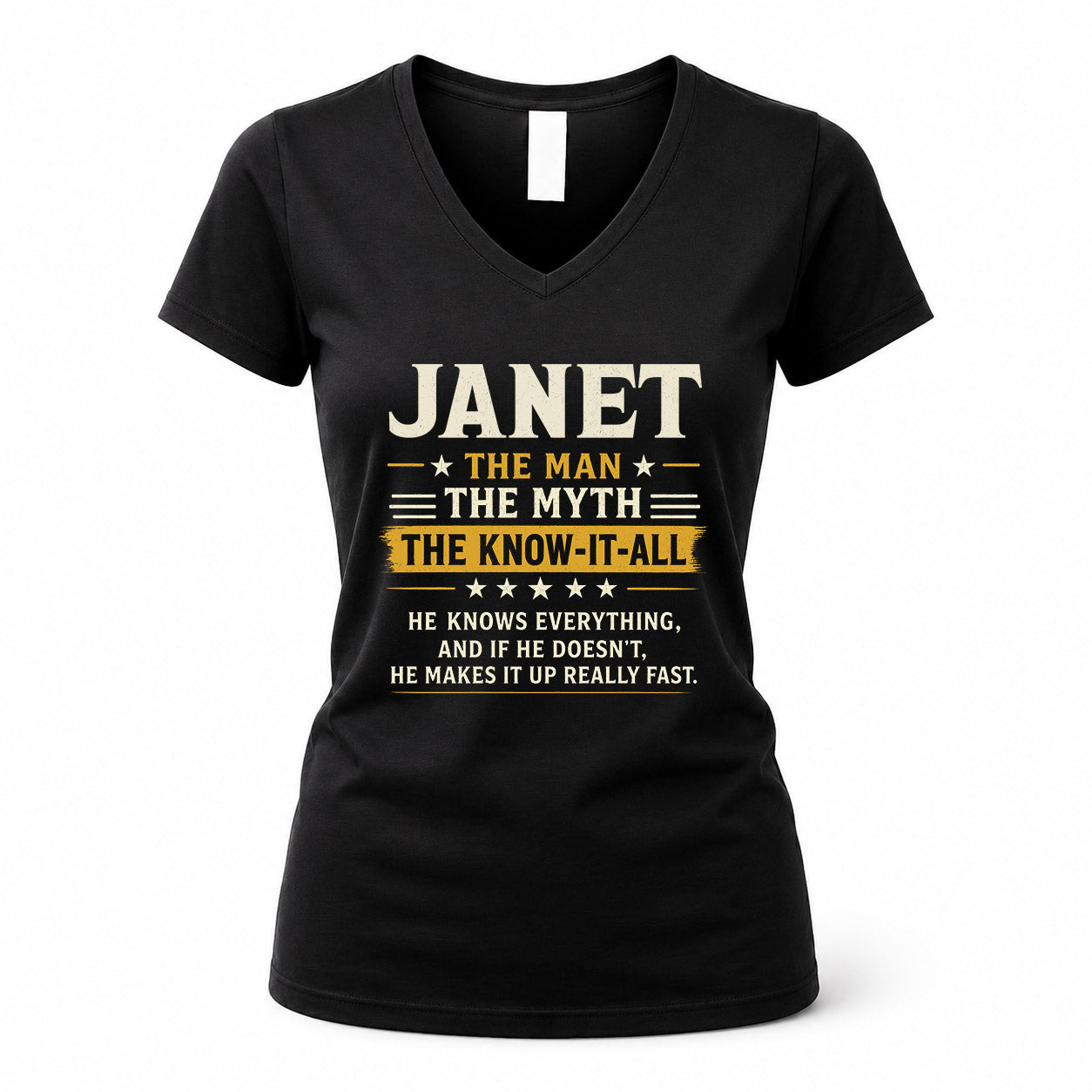 JANET TM90-K04-125 - NAME Legendary Know-It-All Personalized Funny Shirt