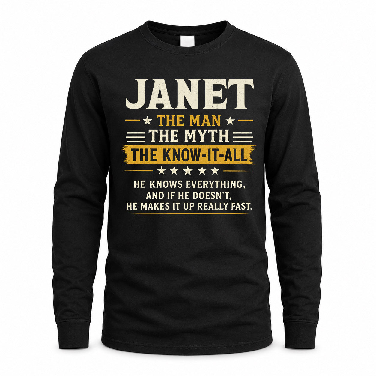 JANET TM90-K04-125 - NAME Legendary Know-It-All Personalized Funny Shirt