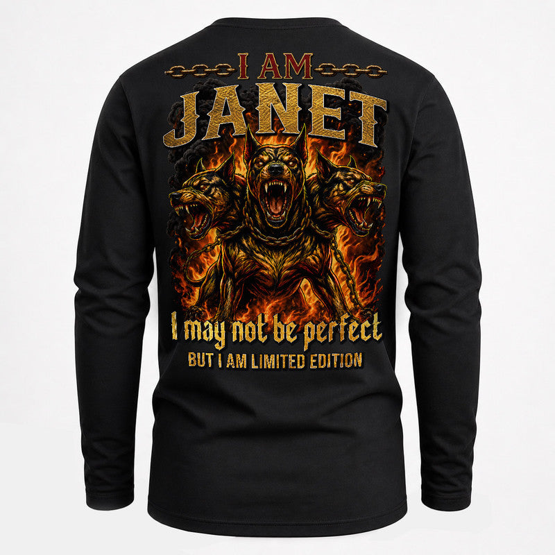 JANET MP88-F2-168–Personalized Bold Quote Apparel “I Am NAME I May Not Be Perfect But I Am Limited Edition