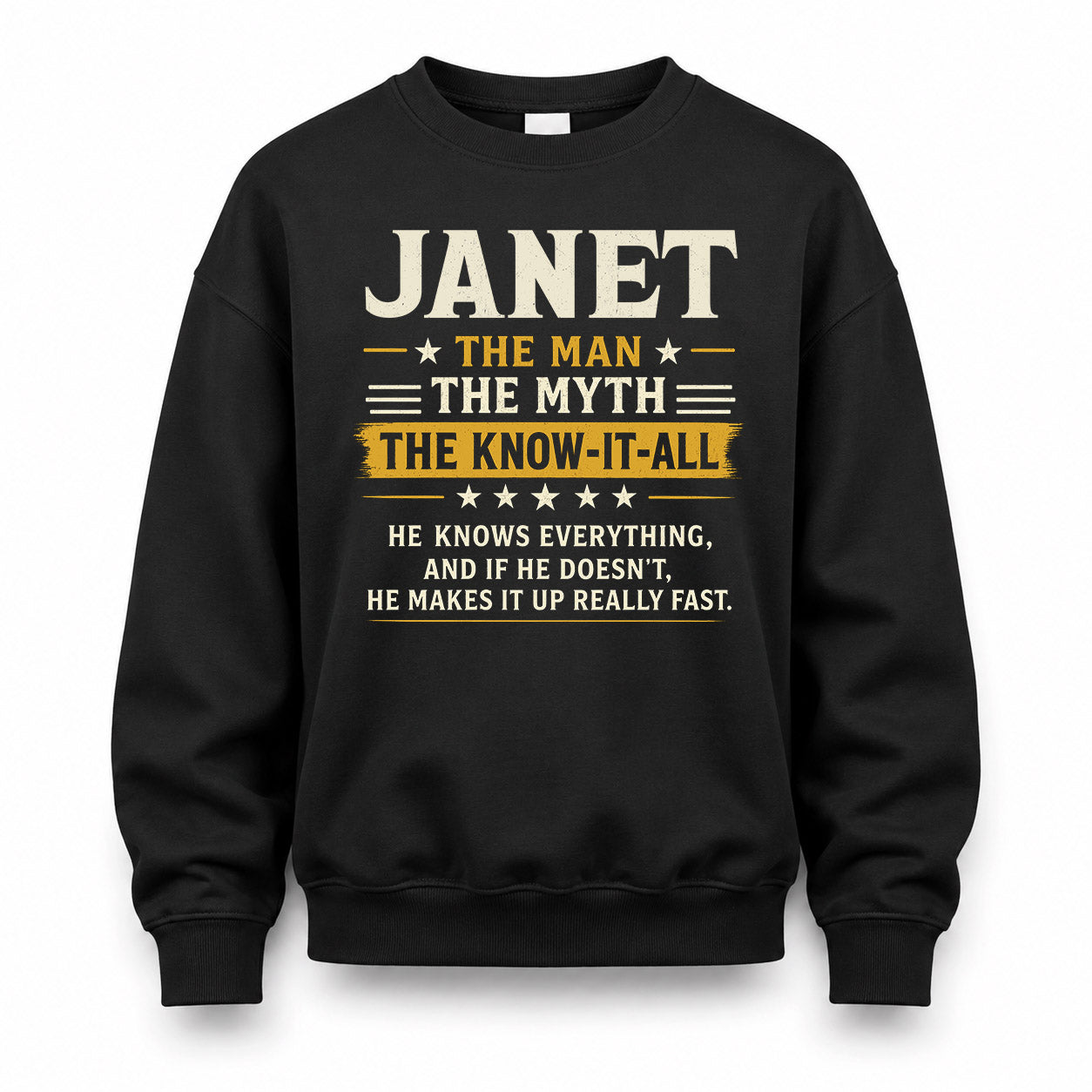 JANET TM90-K04-125 - NAME Legendary Know-It-All Personalized Funny Shirt