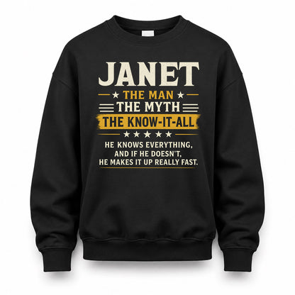 JANET TM90-K04-125 - NAME Legendary Know-It-All Personalized Funny Shirt