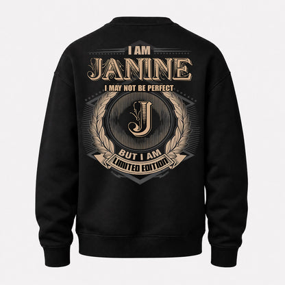 JANINE PH55-T25-Personalized Name Quote Apparel “I Am NAME May Not Be Perfect But I Am Limited Edition”