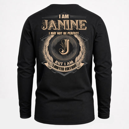 JANINE PH55-T25-Personalized Name Quote Apparel “I Am NAME May Not Be Perfect But I Am Limited Edition”