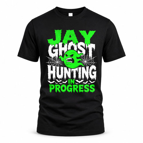 JAY HW22-K06-109 - NAME Ghost Hunting In Progress Personalized Halloween Shirt